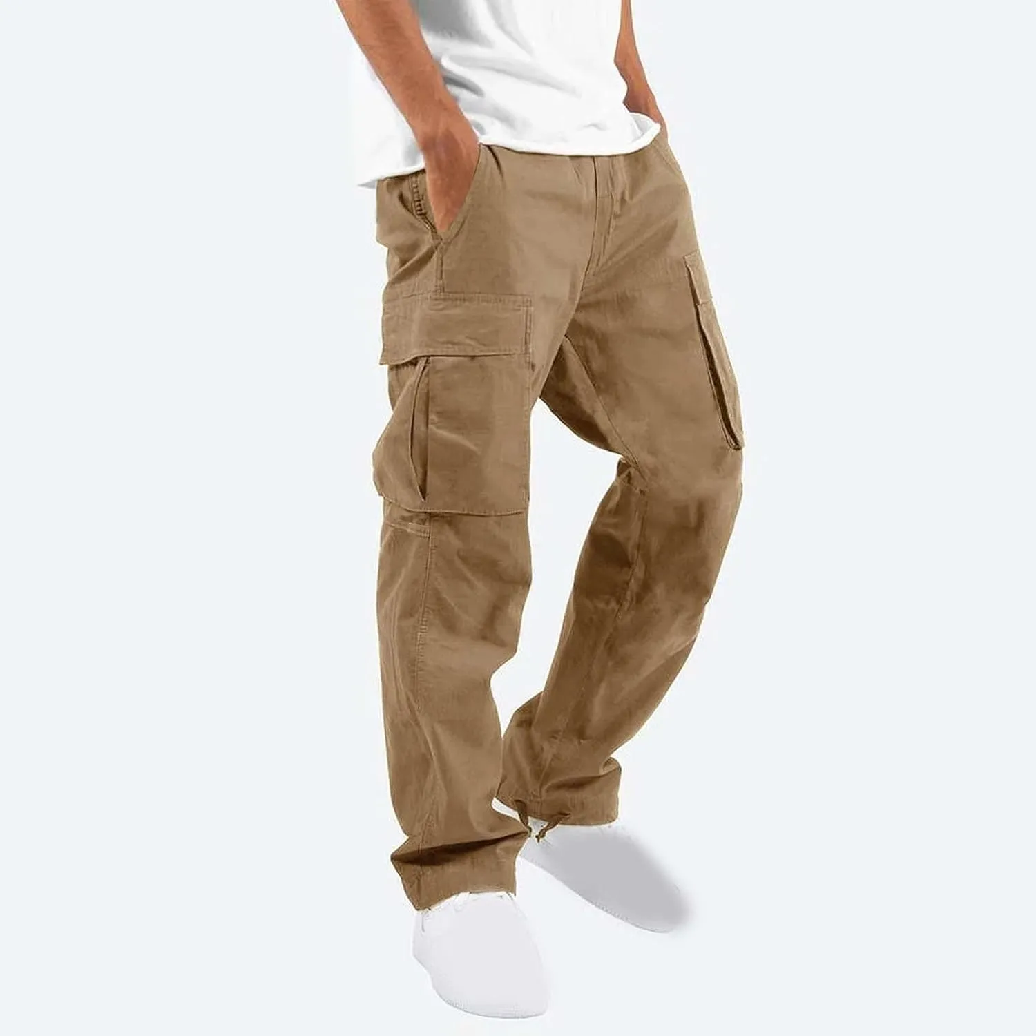 Dgoopd Cargo Pants for Men Big and Tall Jogger Pants Elastic Waist Workout Pants Casual Sweat Pants Outdoor Hiking Pants
