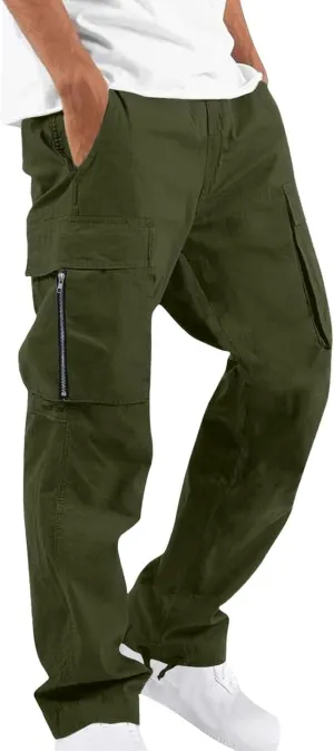 Dgoopd Cargo Pants for Men Big and Tall Jogger Pants Elastic Waist Workout Pants Casual Sweat Pants Outdoor Hiking Pants