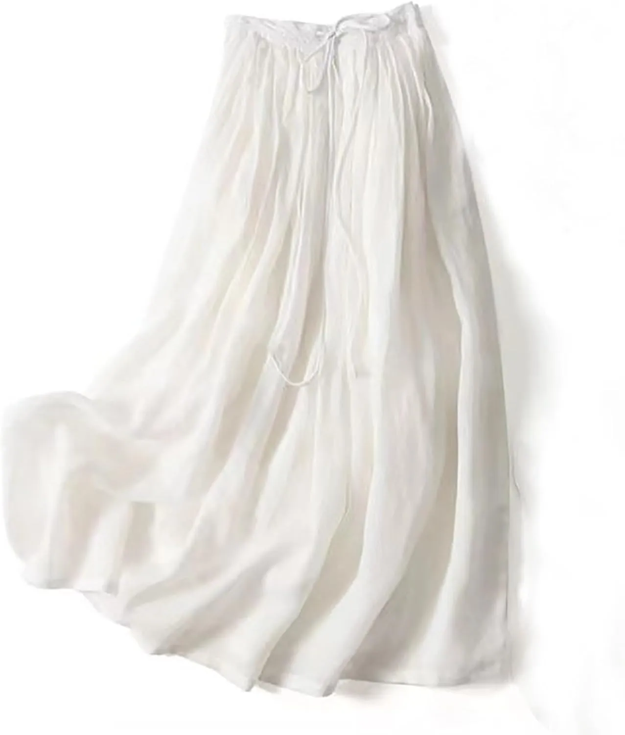 Embroidery Maxi Skirts for Women with Pockets Midi Length Long Skirt Casual Beach Party Holiday Cotton Linen Skirt
