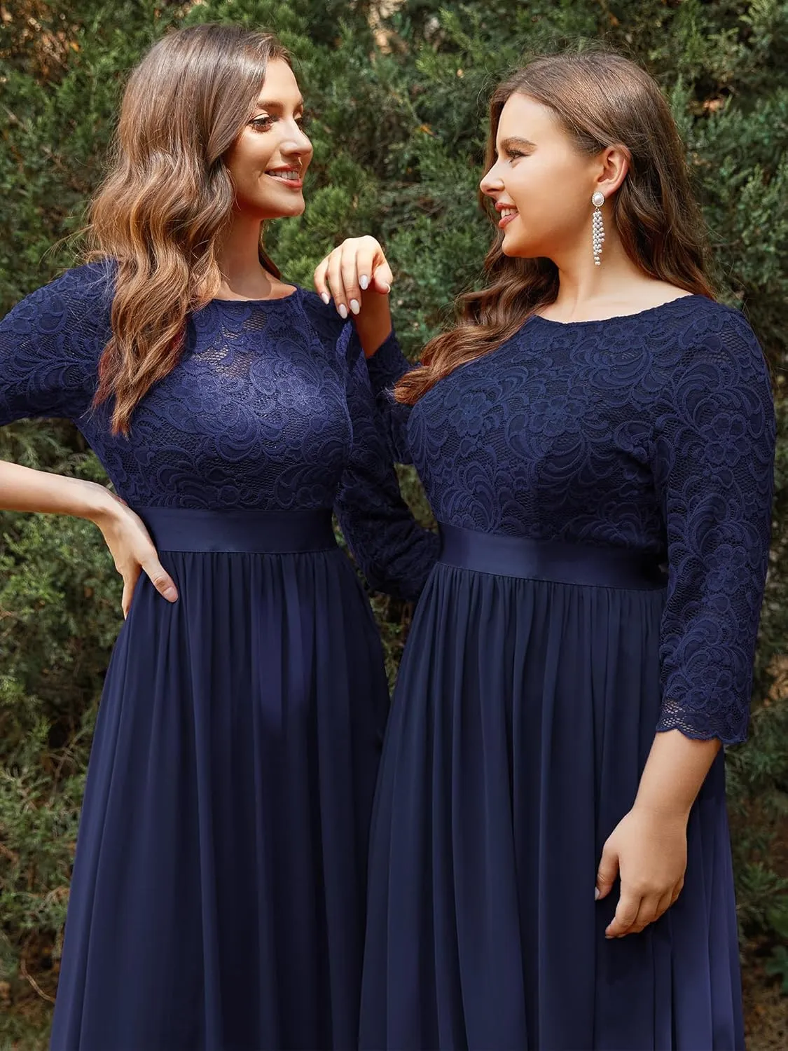 Ever-Pretty Women's Bridesmaid Dresses 3/4 Sleeve Empire Waist Maxi Mother of The Bride Dresses 07412