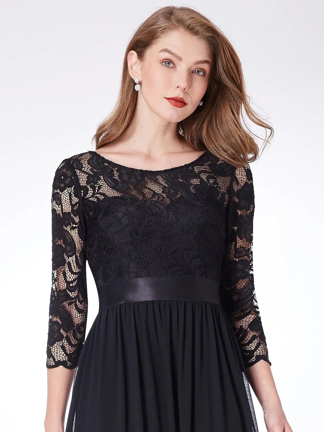 Ever-Pretty Women's Bridesmaid Dresses 3/4 Sleeve Empire Waist Maxi Mother of The Bride Dresses 07412