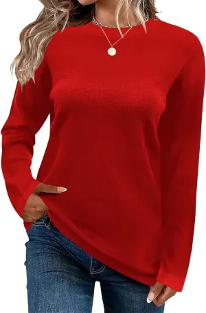 FEKOAFE Women's 2025 Cute Striped Sweaters Crew Neck Long Sleeve Pullover Sweaters for Women