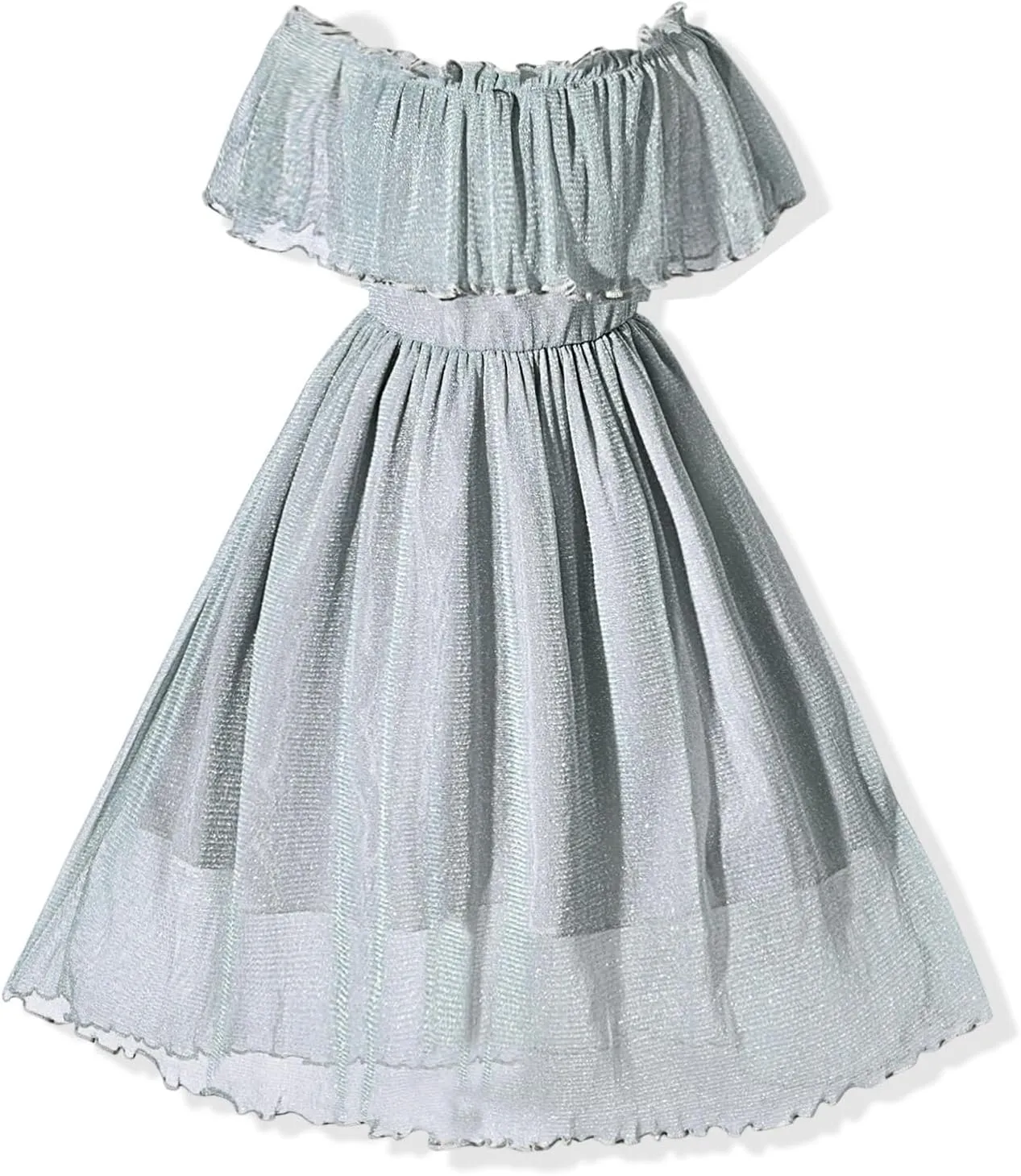 fioukiay Toddler Girl-Wedding-Princess-Maxi-Dress Boho Off Shoulder Lace Ruffle Dress Gowns Holiday Dresses