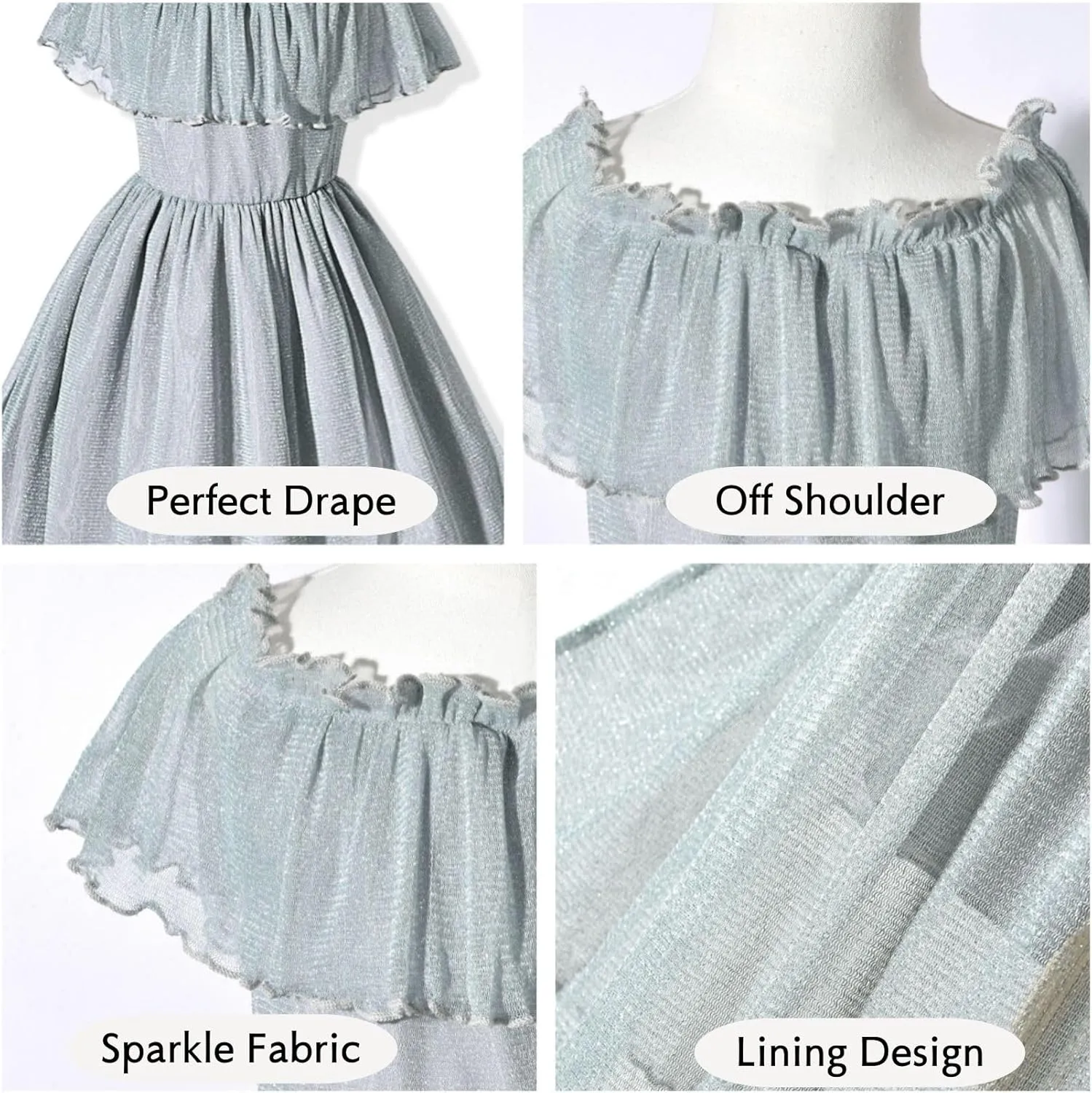 fioukiay Toddler Girl-Wedding-Princess-Maxi-Dress Boho Off Shoulder Lace Ruffle Dress Gowns Holiday Dresses