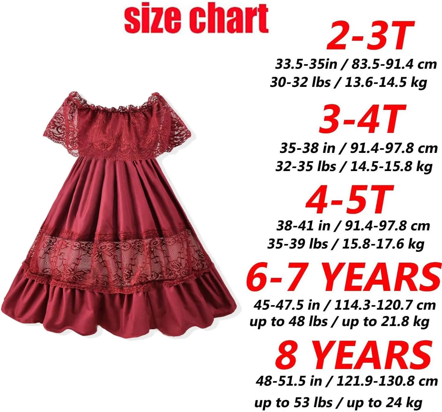 fioukiay Toddler Girl-Wedding-Princess-Maxi-Dress Boho Off Shoulder Lace Ruffle Dress Gowns Holiday Dresses