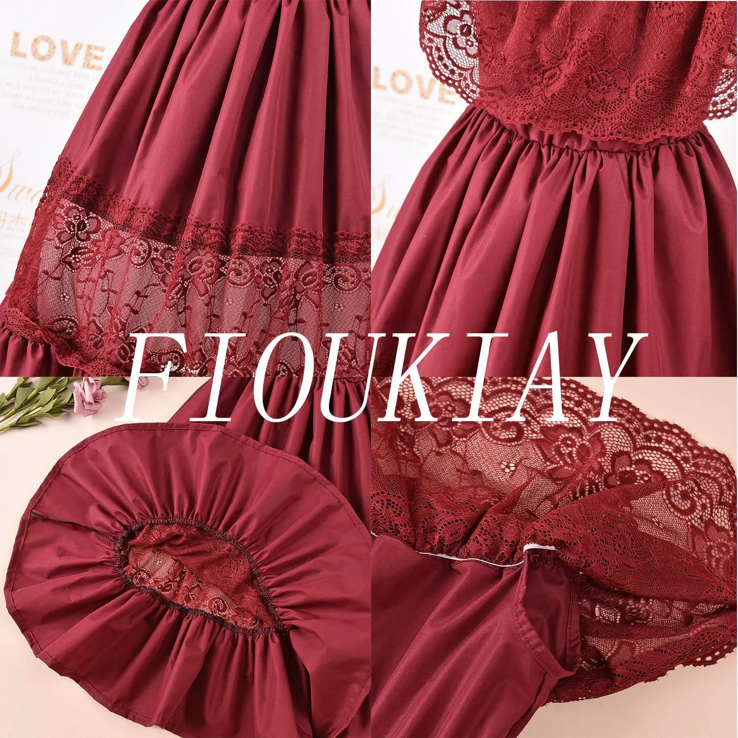fioukiay Toddler Girl-Wedding-Princess-Maxi-Dress Boho Off Shoulder Lace Ruffle Dress Gowns Holiday Dresses