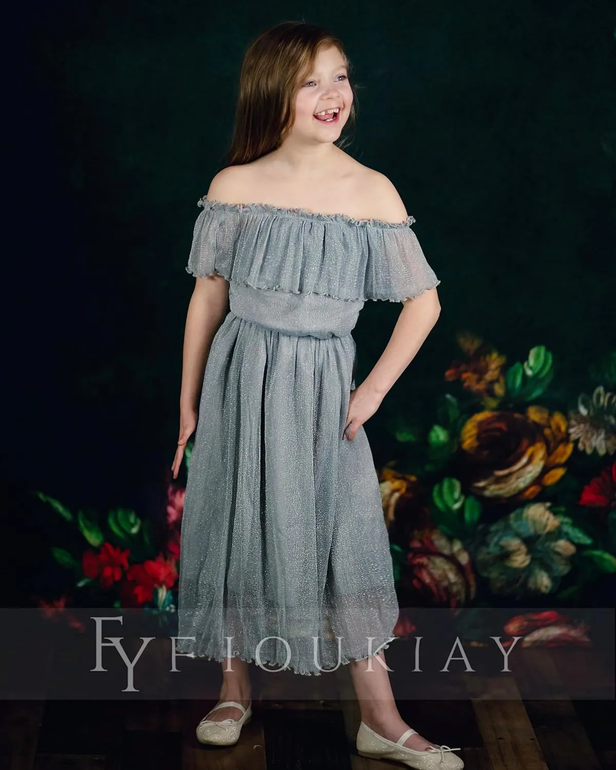 fioukiay Toddler Girl-Wedding-Princess-Maxi-Dress Boho Off Shoulder Lace Ruffle Dress Gowns Holiday Dresses
