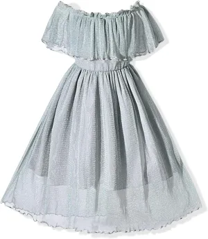 fioukiay Toddler Girl-Wedding-Princess-Maxi-Dress Boho Off Shoulder Lace Ruffle Dress Gowns Holiday Dresses
