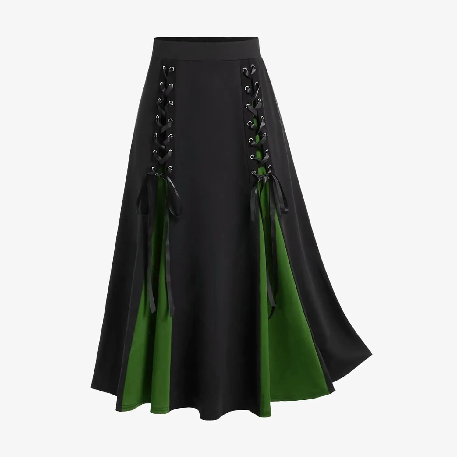 Firzero Gothic Skirt for Women Steampunk Gothic Skirt High Slit Pleated Long Maxi Skirts High Waist Punk Goth Skirts