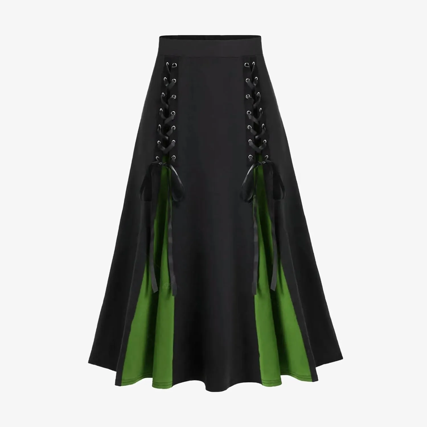 Firzero Gothic Skirt for Women Steampunk Gothic Skirt High Slit Pleated Long Maxi Skirts High Waist Punk Goth Skirts