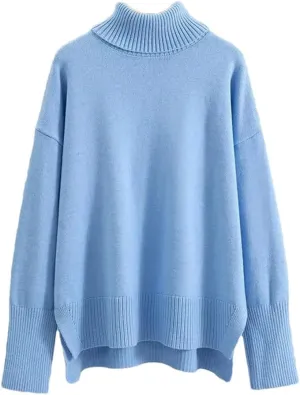 FULBHPRINT Women Autumn Winter Turtleneck Cashmere Sweater Basics Knitted Jumpers Oversized Warm Pullover Tops