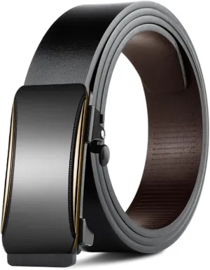 Gerrit Mens Belt Black Leather Sliding Ratchet Belt Dress Casual for Jeans