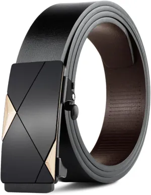 Gerrit Mens Belt Black Leather Sliding Ratchet Belt Dress Casual for Jeans