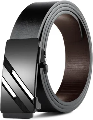 Gerrit Mens Belt Black Leather Sliding Ratchet Belt Dress Casual for Jeans