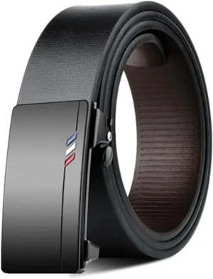 Gerrit Mens Belt Black Leather Sliding Ratchet Belt Dress Casual for Jeans