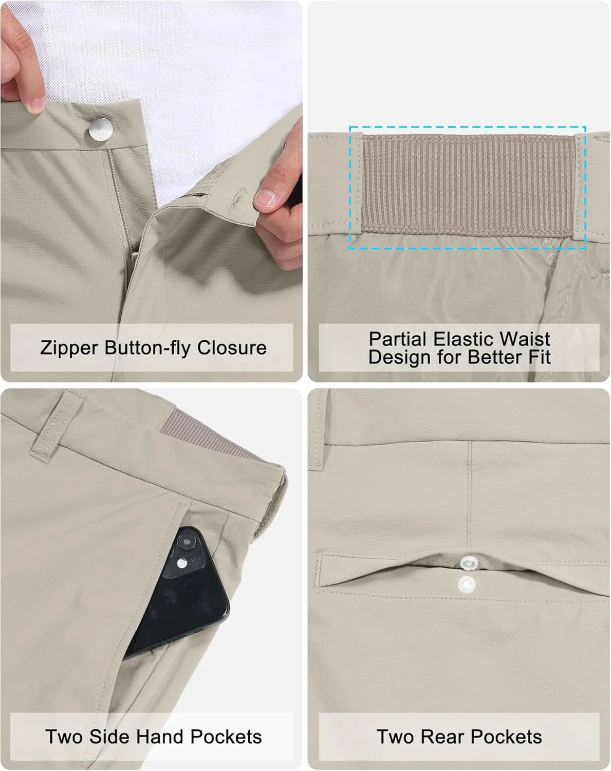 Golf Pants for Men Stretch Dress 30"/32"/34" Pants Quick Dry Lightweight Slacks Trousers for Business Casual Travel
