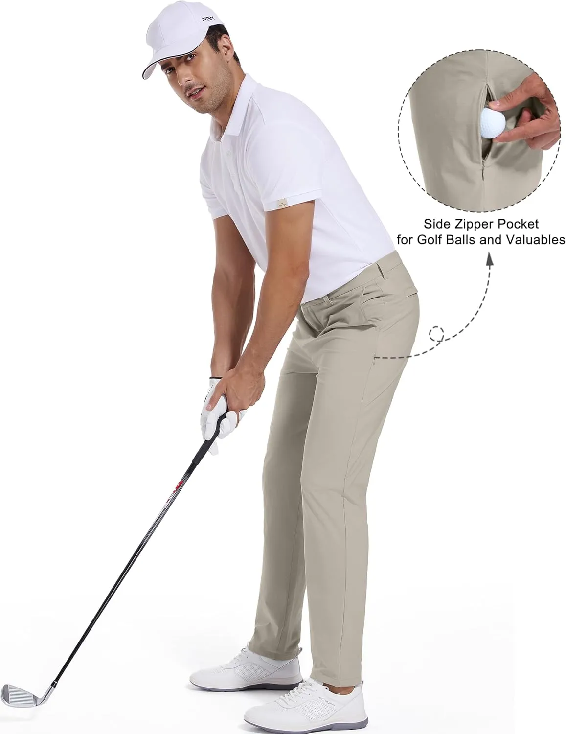 Golf Pants for Men Stretch Dress 30"/32"/34" Pants Quick Dry Lightweight Slacks Trousers for Business Casual Travel