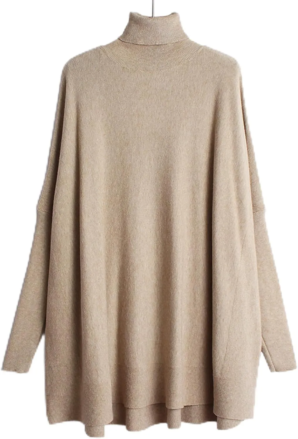 Gray Casual Oversized Knitting Sweater Turtleneck Long Sleeve Women Pullovers