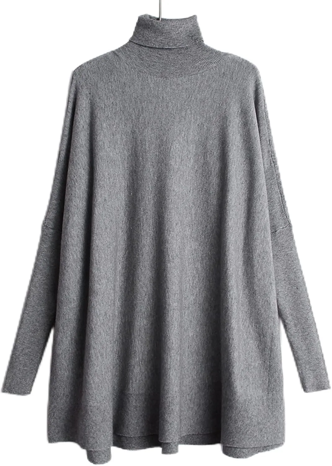 Gray Casual Oversized Knitting Sweater Turtleneck Long Sleeve Women Pullovers