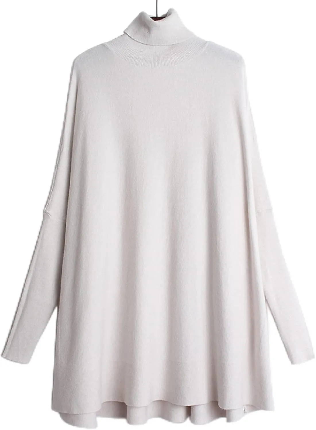 Gray Casual Oversized Knitting Sweater Turtleneck Long Sleeve Women Pullovers