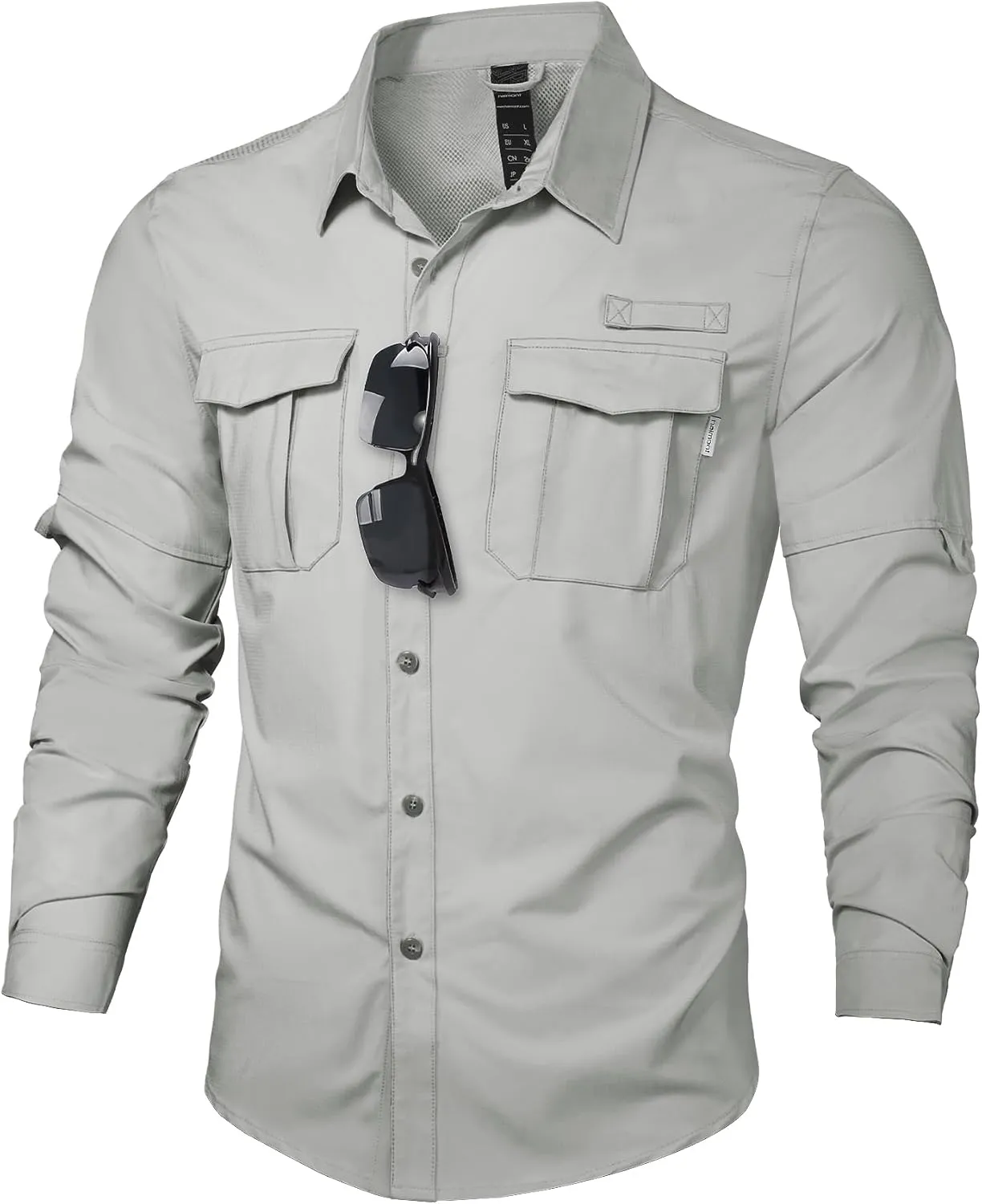 Haimont Men's UPF50  Sun Protection Fishing Shirts Hiking Travel Shirts Button Down Long Sleeve Shirts with Pockets