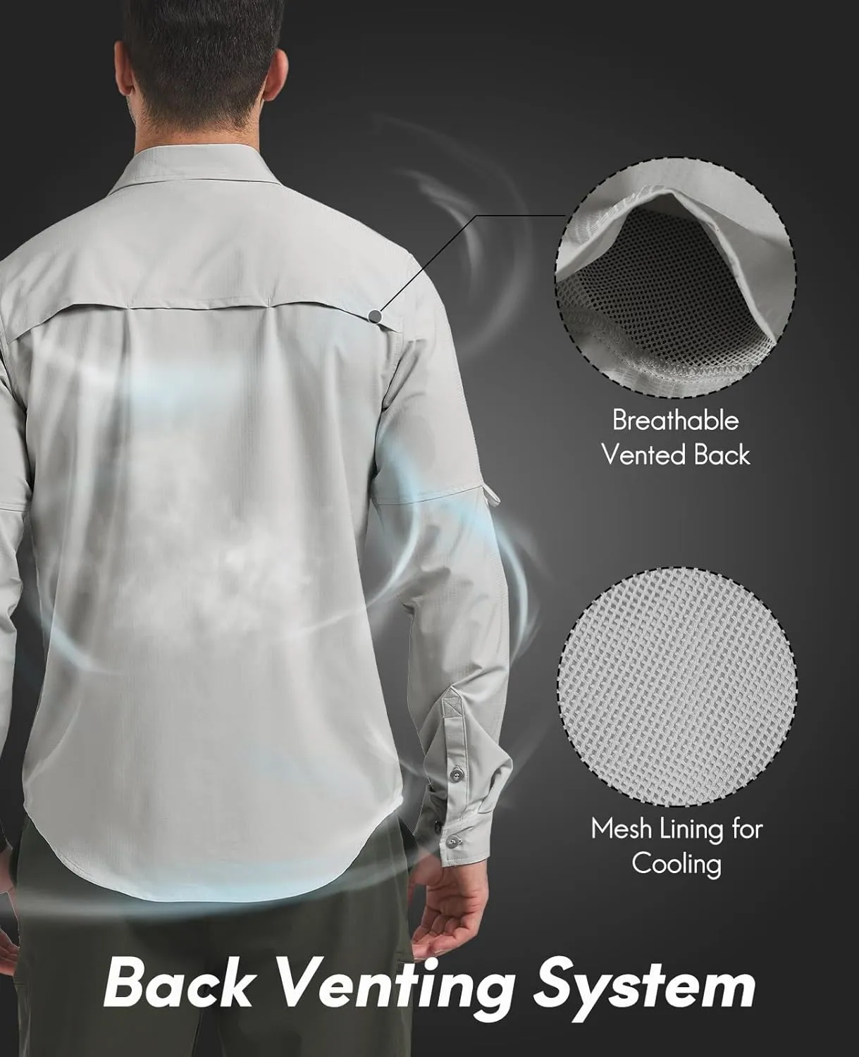 Haimont Men's UPF50  Sun Protection Fishing Shirts Hiking Travel Shirts Button Down Long Sleeve Shirts with Pockets