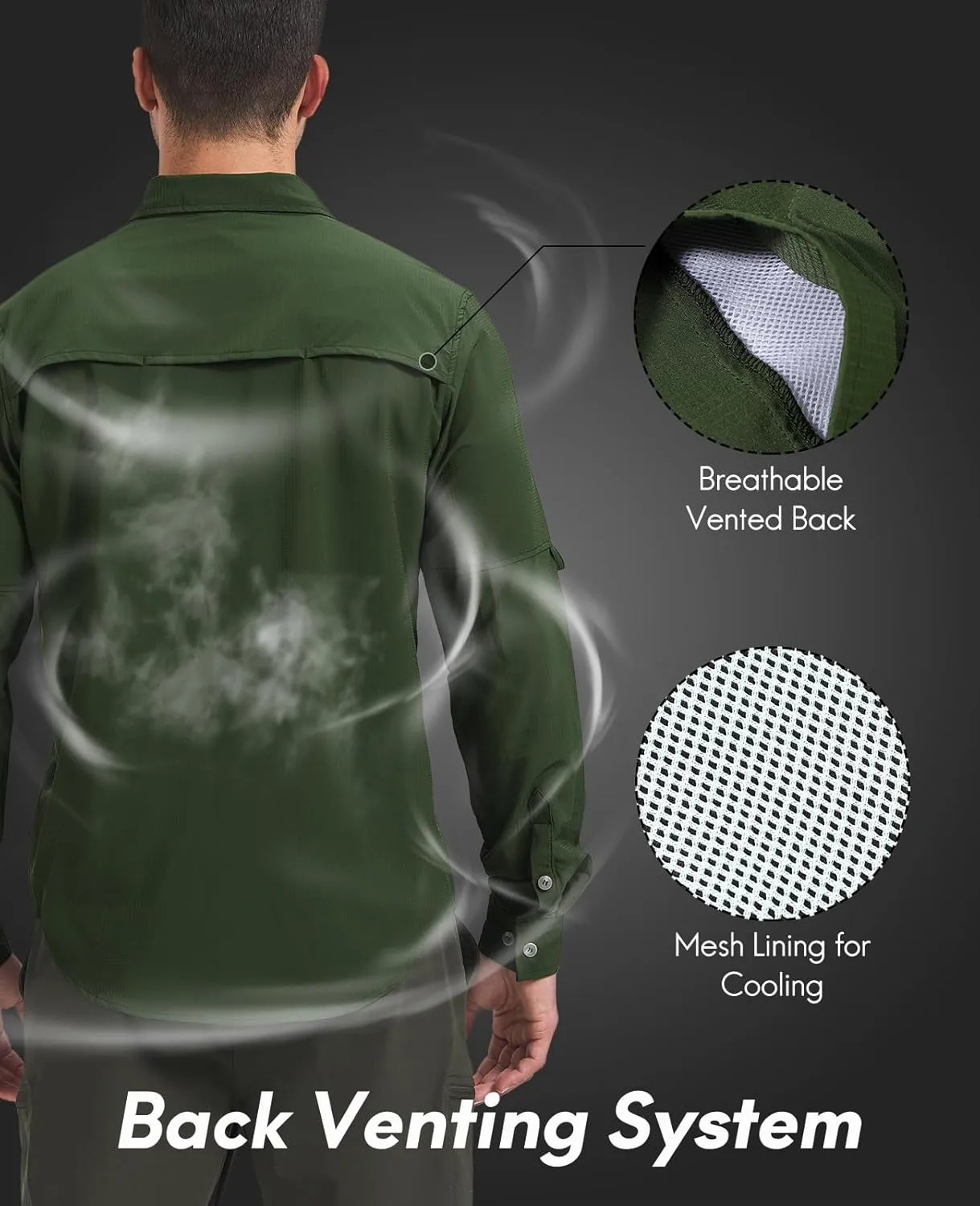 Haimont Men's UPF50  Sun Protection Fishing Shirts Hiking Travel Shirts Button Down Long Sleeve Shirts with Pockets