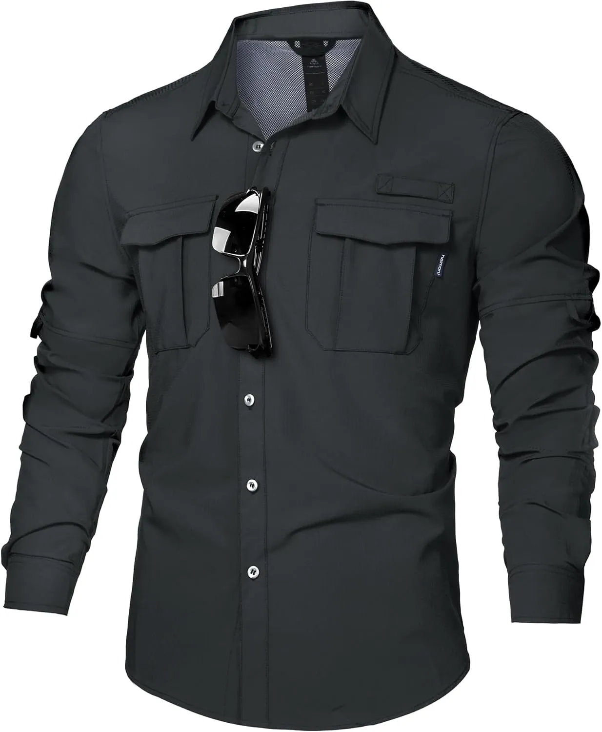 Haimont Men's UPF50  Sun Protection Fishing Shirts Hiking Travel Shirts Button Down Long Sleeve Shirts with Pockets