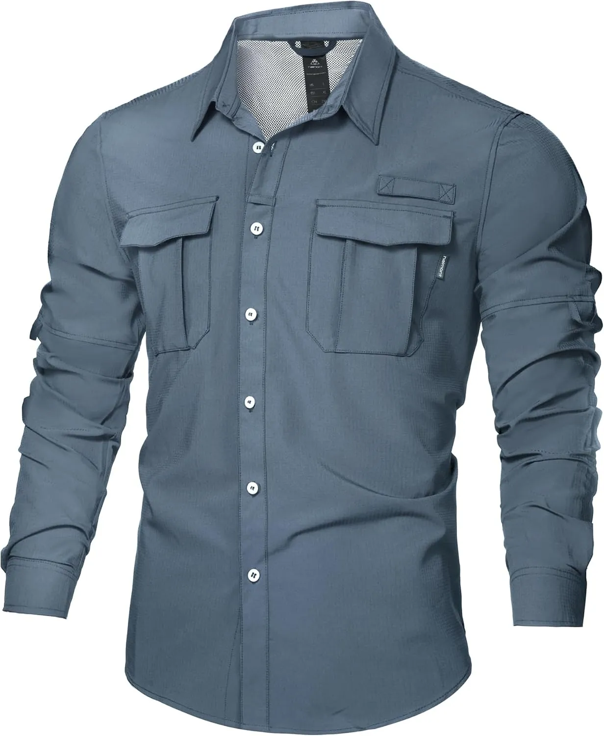 Haimont Men's UPF50  Sun Protection Fishing Shirts Hiking Travel Shirts Button Down Long Sleeve Shirts with Pockets