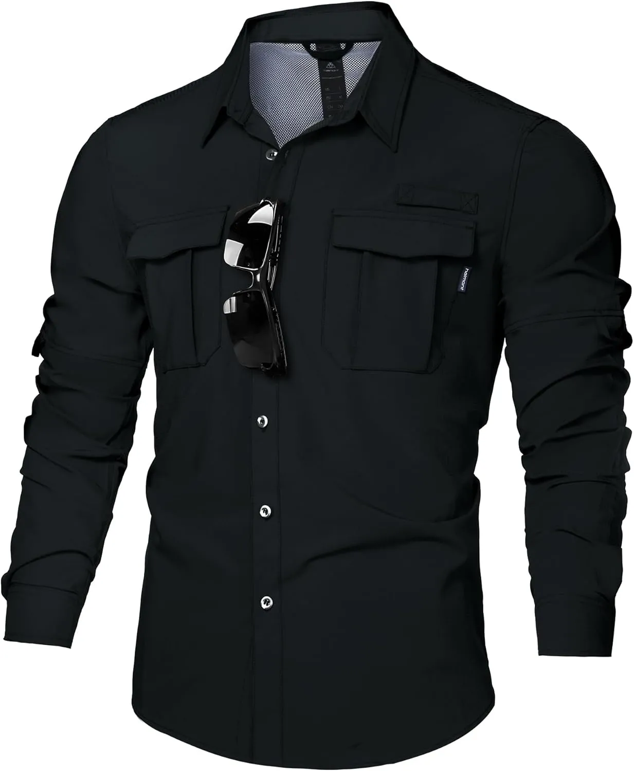 Haimont Men's UPF50  Sun Protection Fishing Shirts Hiking Travel Shirts Button Down Long Sleeve Shirts with Pockets