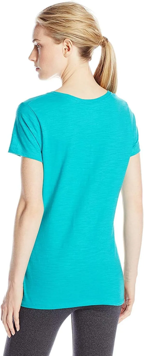 Hanes Women's Shirts, Slub Cotton Shirred V-Neck Tee, Cotton T-Shirts for Women, Women’s Tee Shirts