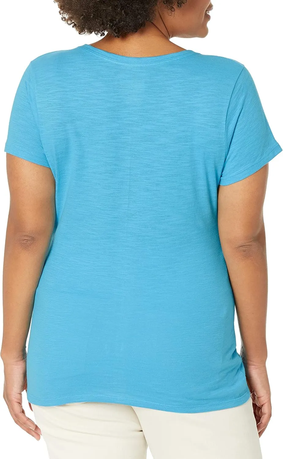 Hanes Women's Shirts, Slub Cotton Shirred V-Neck Tee, Cotton T-Shirts for Women, Women’s Tee Shirts