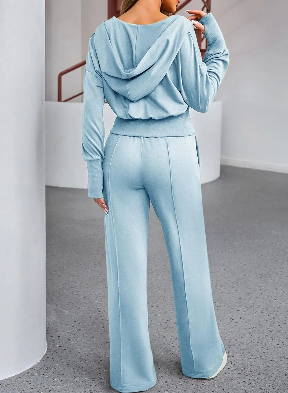 Herseas Womens 2 Piece Casual Outfit Workout Hoodie Sweatsuits with Sweatpant Travel Airport Track Suits Lounge Sets
