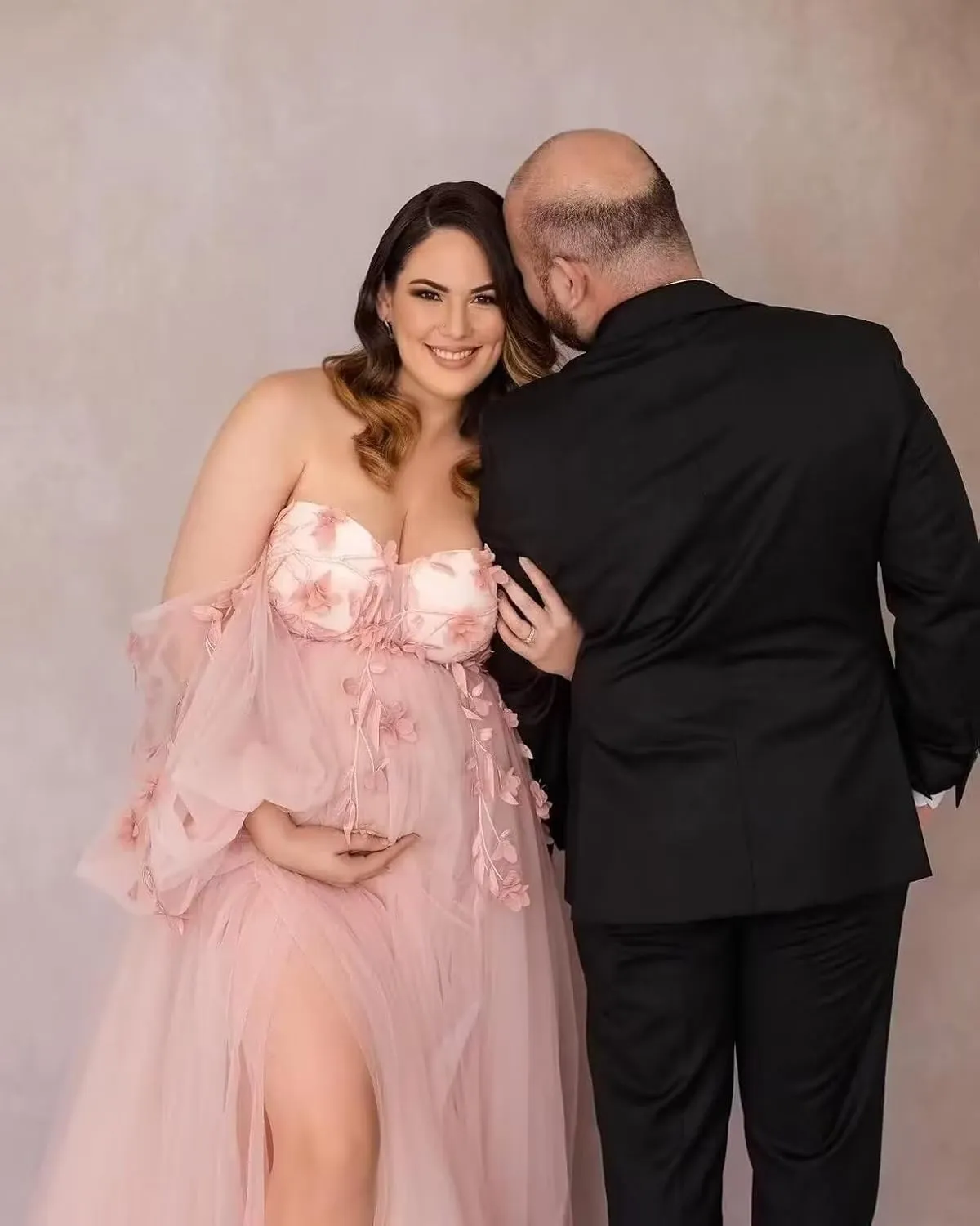 HEWEIGUI Off Shoulder Maternity Dress Tulle Baby Shower Dress for Photoshoot Appliques Maternity Gowns Pregnancy Gown