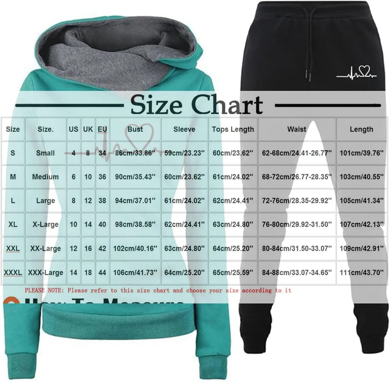 HGps8w Womens Fleece Lined Sweatsuits Sets 2 Piece Outfits Heartbeat Printed Hoodie Sweatshirt Sweatpants Jogging Tracksuits