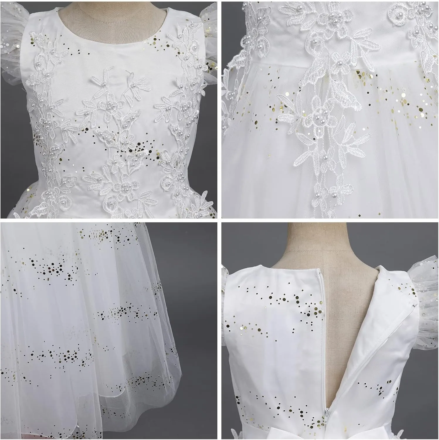 IBTOM CASTLE Girls Long Communion Princess Dresses Flower Pageant Party Wedding Floor Length Dance Evening Gowns