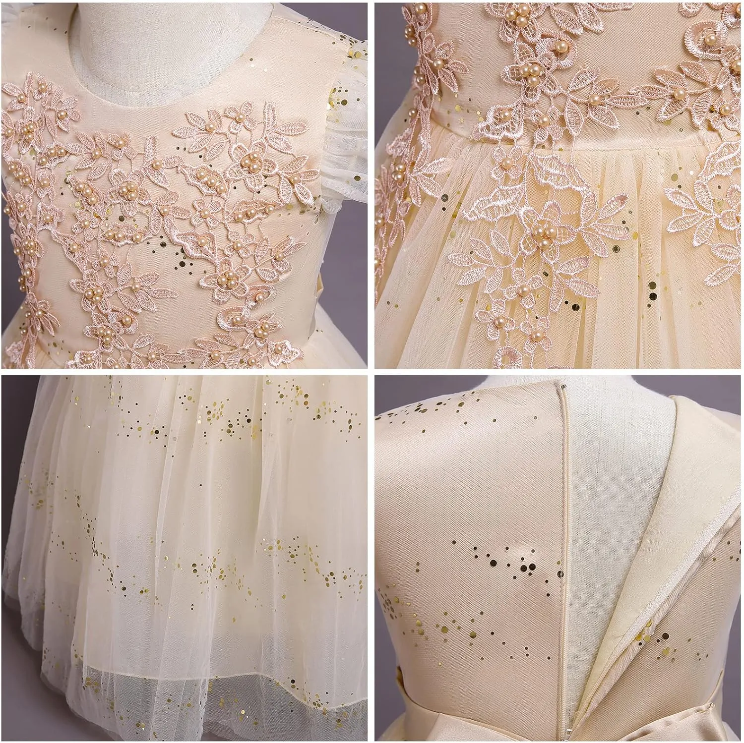 IBTOM CASTLE Girls Long Communion Princess Dresses Flower Pageant Party Wedding Floor Length Dance Evening Gowns