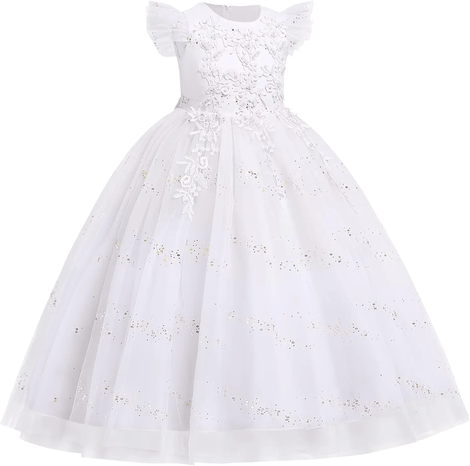 IBTOM CASTLE Girls Long Communion Princess Dresses Flower Pageant Party Wedding Floor Length Dance Evening Gowns
