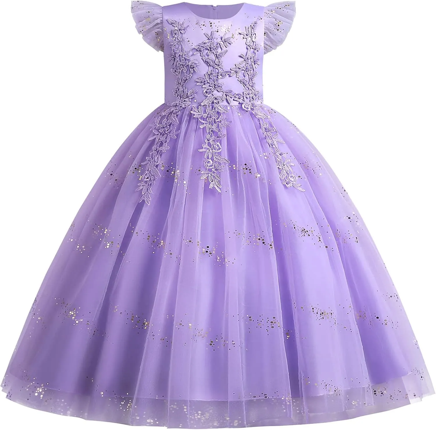IBTOM CASTLE Girls Long Communion Princess Dresses Flower Pageant Party Wedding Floor Length Dance Evening Gowns