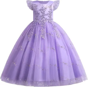 IBTOM CASTLE Girls Long Communion Princess Dresses Flower Pageant Party Wedding Floor Length Dance Evening Gowns
