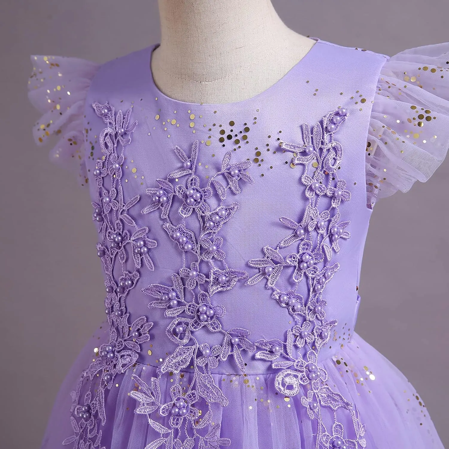 IBTOM CASTLE Girls Long Communion Princess Dresses Flower Pageant Party Wedding Floor Length Dance Evening Gowns
