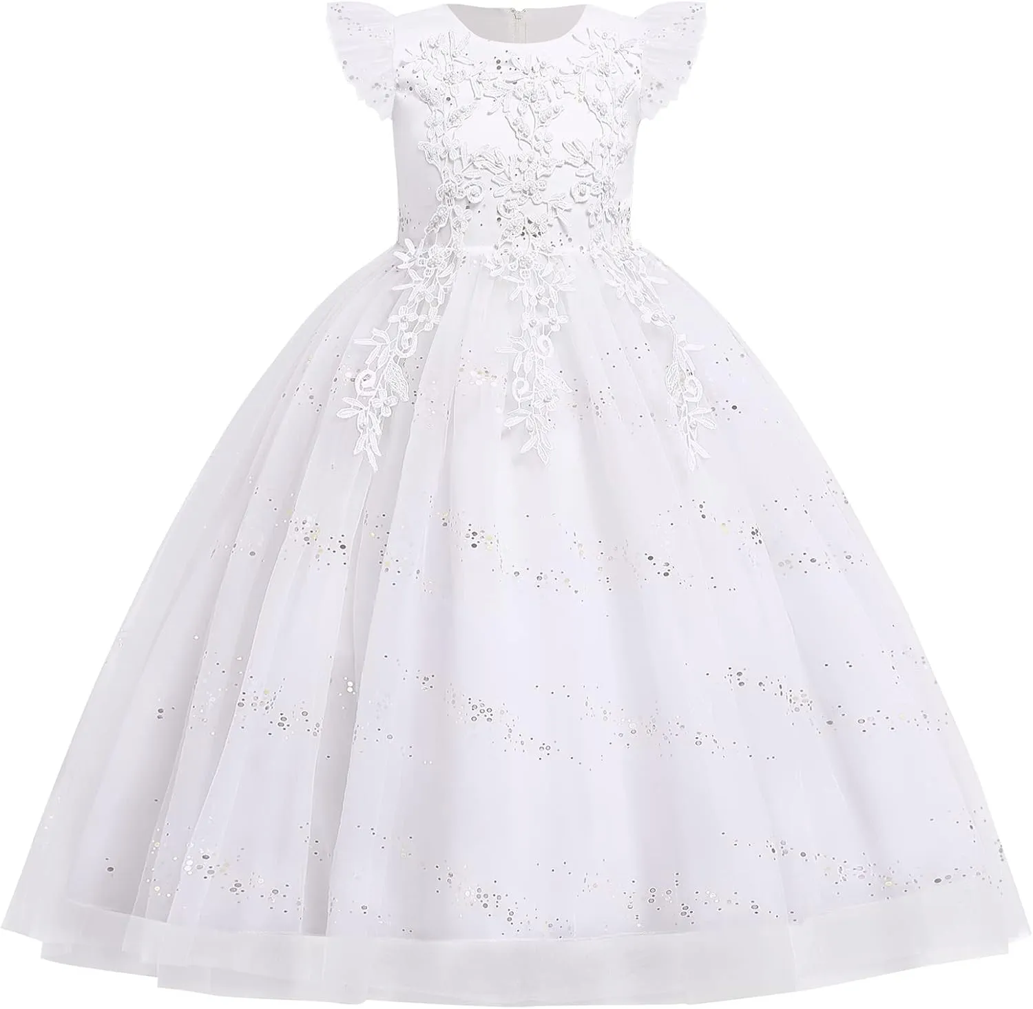 IBTOM CASTLE Girls Long Communion Princess Dresses Flower Pageant Party Wedding Floor Length Dance Evening Gowns