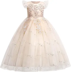 IBTOM CASTLE Girls Long Communion Princess Dresses Flower Pageant Party Wedding Floor Length Dance Evening Gowns