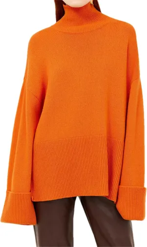Jegsnoe Women Oversize Sweaters Turtleneck Knitted Jumpers Loose Pullovers Sweaters