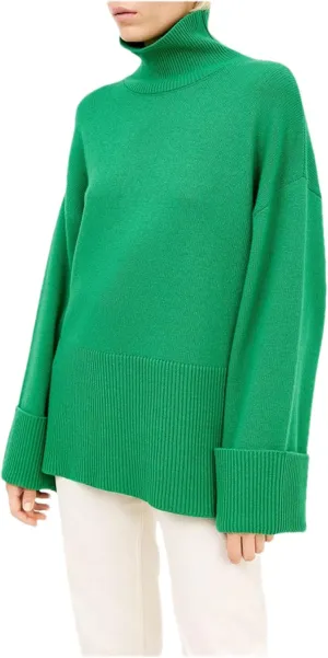 Jegsnoe Women Oversize Sweaters Turtleneck Knitted Jumpers Loose Pullovers Sweaters