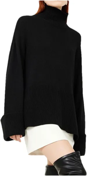 Jegsnoe Women Oversize Sweaters Turtleneck Knitted Jumpers Loose Pullovers Sweaters