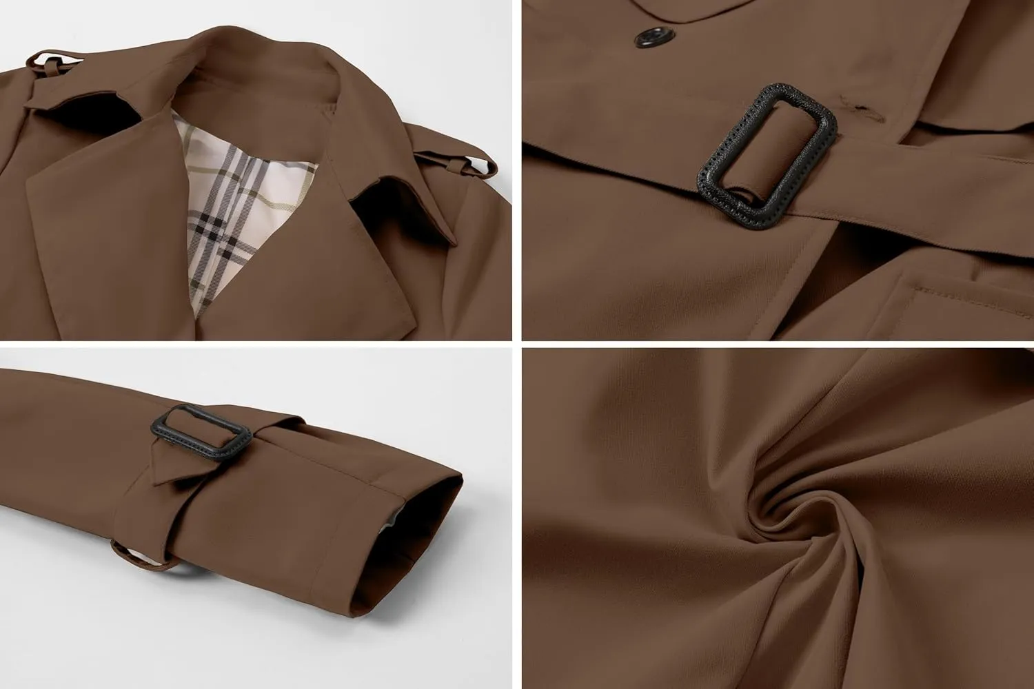 Joe Wenko Women's Waterproof Trench Coat Double Breasted Lapel Rain Coats for Women With Belt