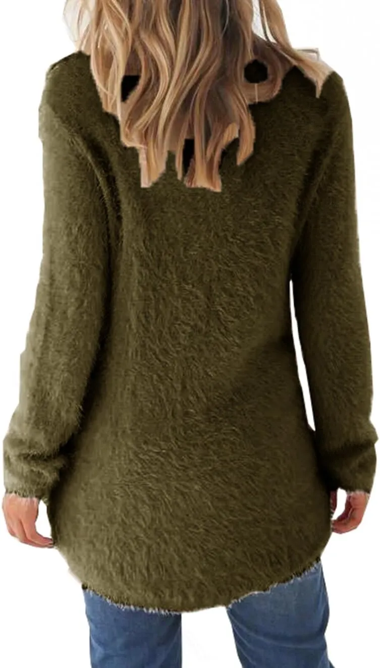 LemonGirl Women's Fashionable Long Sleeve Pullovers Loose Fluffy Fuzzy Jumper Sweater