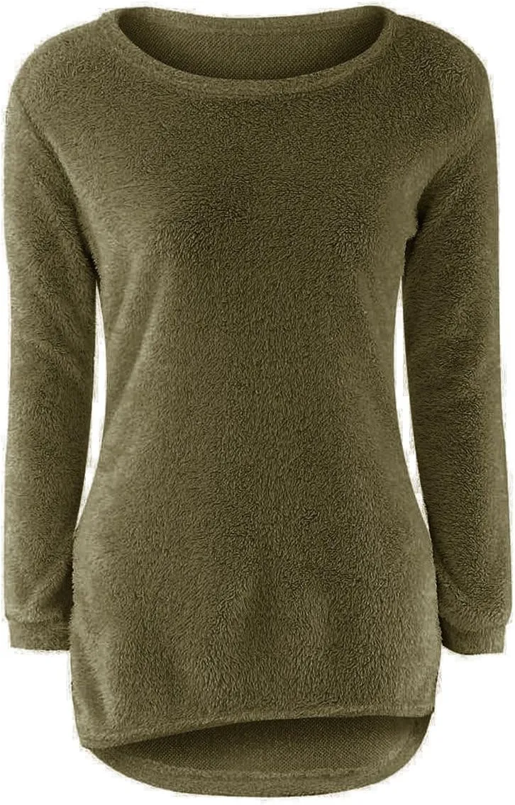 LemonGirl Women's Fashionable Long Sleeve Pullovers Loose Fluffy Fuzzy Jumper Sweater