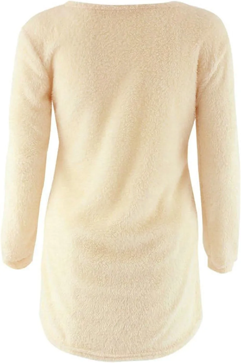 LemonGirl Women's Fashionable Long Sleeve Pullovers Loose Fluffy Fuzzy Jumper Sweater